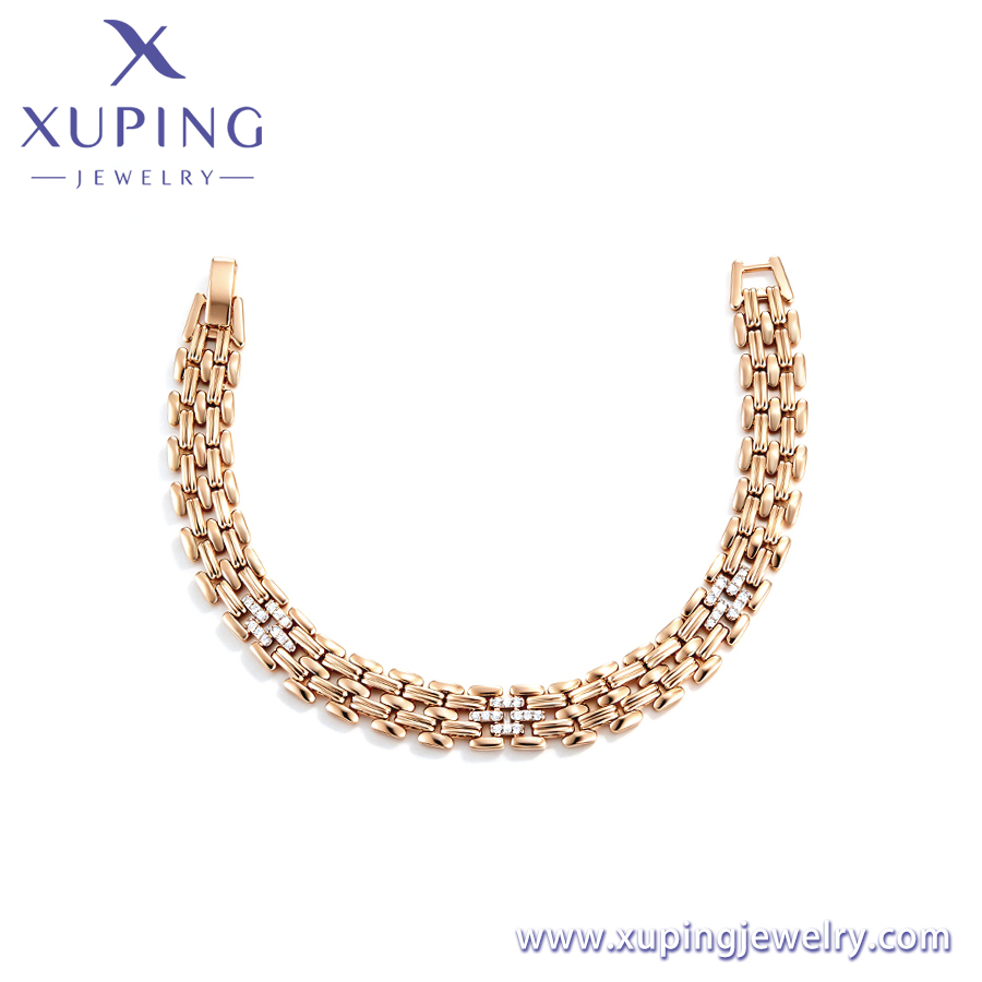 Multi Row Watch Link Bracelet with Inlaid CZ Stones - Xuping Jewelry